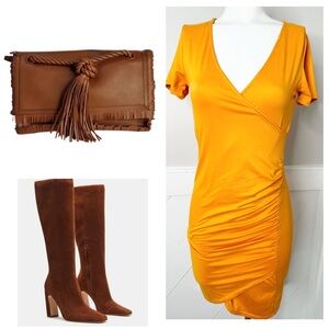 HEART HIPS ORANGE DRESS/ PRELOVED/ SMALL